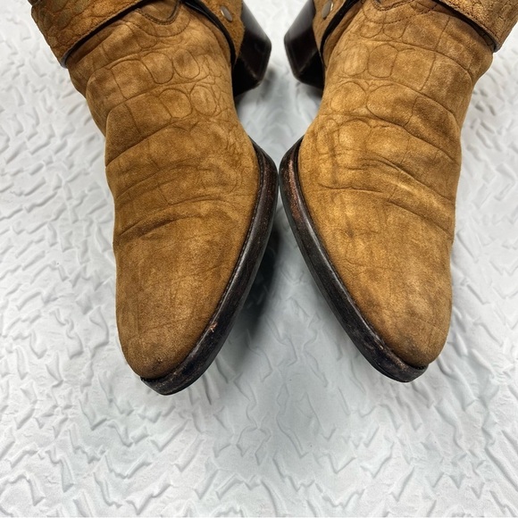 Saint Laurent Men's Wyatt Croc Embossed Harness Boots - Picture 6 of 13